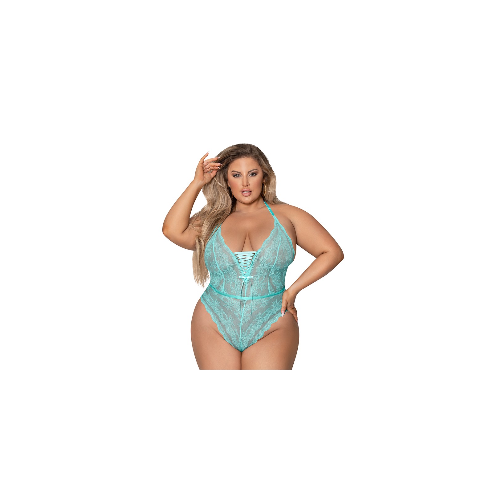 Magic Silk Seabreeze Teddy With Snap Crotch Turquoise Queen Size