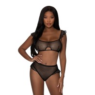 Conjunto Bralette y Panty Chica de al Lado Negro S/M de Magic Silk