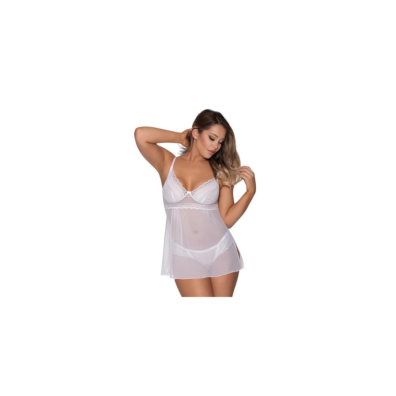 Babydoll y Thong Magic Silk Modern Romance Blanco L/XL