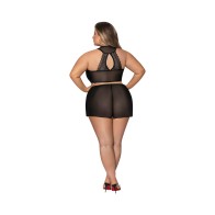 Conjunto Halter & Tap Panty Modern Romance de Magic Silk - Negro Elegante