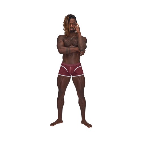 Cómodos Mini Shorts de Malla Male Power en Burgundy