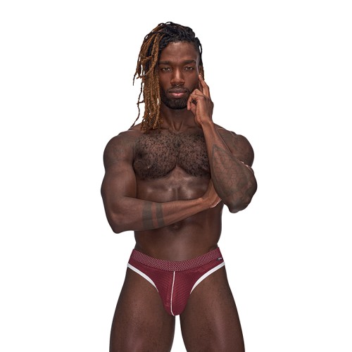 Male Power Sport Mesh Thong in Burgundy S/M