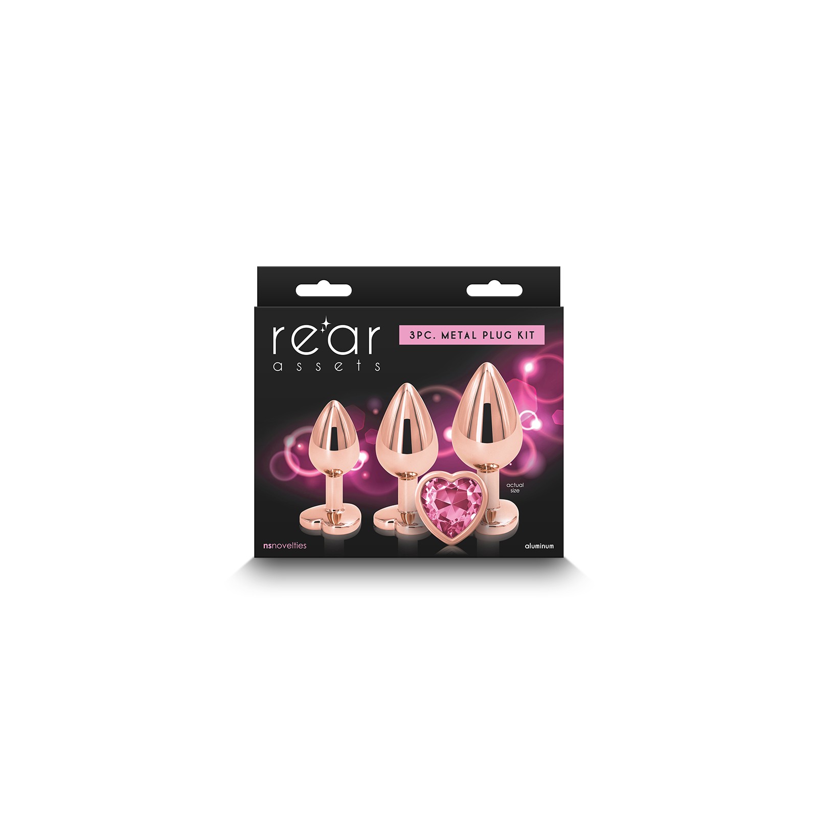 Rear Assets Rose Gold/Pink Heart Metal Plug Kit