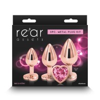 Rear Assets Rose Gold/Pink Heart Metal Plug Kit