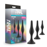 Anal Adventures Platinum Silicone Beginner Plug Kit in Black