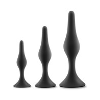 Anal Adventures Platinum Silicone Beginner Plug Kit in Black