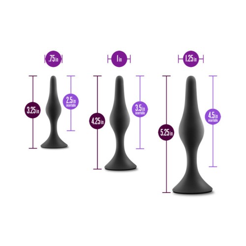 Anal Adventures Platinum Silicone Beginner Plug Kit in Black