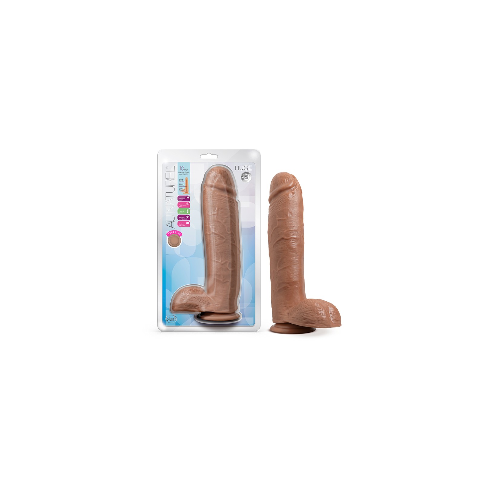 Au Naturel Huge 10 in. Posable Dual Density Dildo - Tan