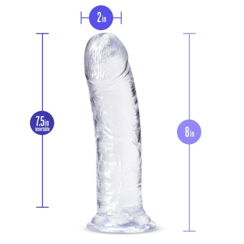 B Yours Plus Roar n Ride Clear Dildo 8 in - Sleek and Sensual