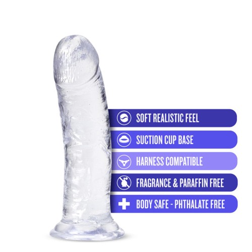 B Yours Plus Roar n Ride Clear Dildo 8 in - Sleek and Sensual