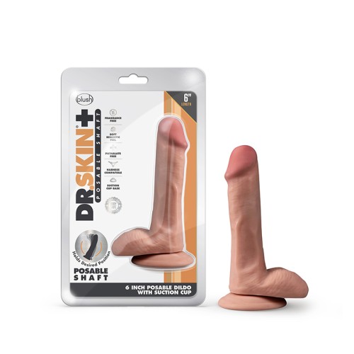 Dildo Dr. Skin Plus de 6 in. Posable con Testículos Beige