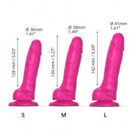 Dildo Deslizante de Doble Densidad Strap-On-Me Fucsia - Realismo Supremo