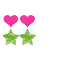 Fantasy Lingerie Neon Pasties Set Heart & Star