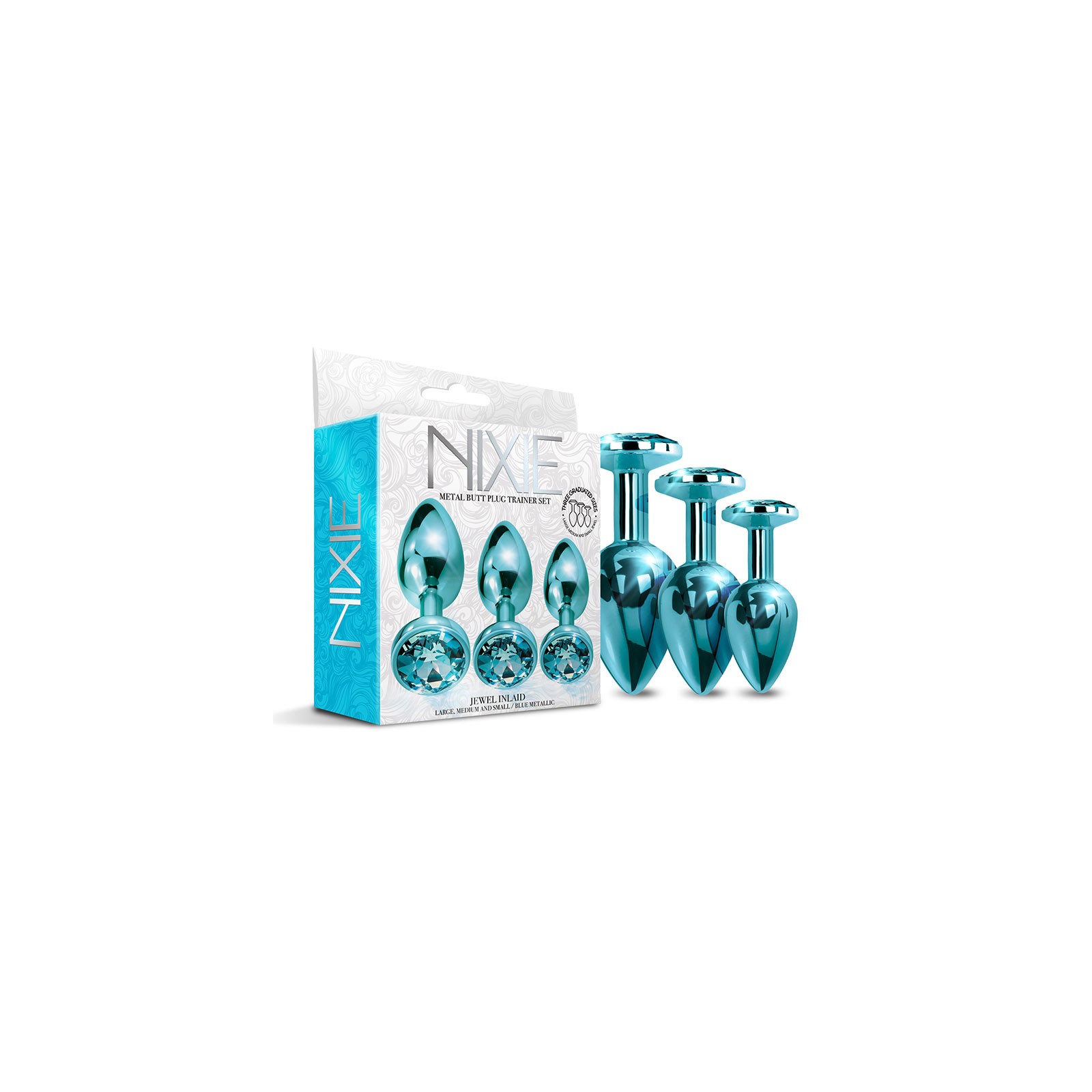 Set de Entrenamiento Nixie de Butt Plug Metálico - Azul Metálico