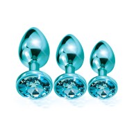 Set de Entrenamiento Nixie de Butt Plug Metálico - Azul Metálico