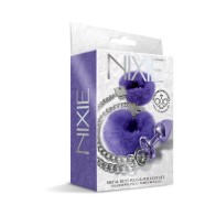 Set de Plug Anal Metálico y Grilletes de Piel Nixie Mediano Púrpura Metálico