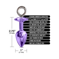 Nixie Metal Butt Plug & Furry Handcuff Set Medium Purple Metallic