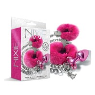 Nixie Metal Butt Plug & Furry Handcuff Set - Playful Bondage Accessory