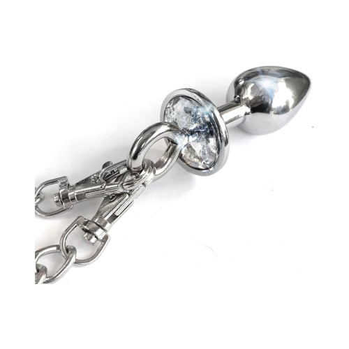 Nixie Metal Butt Plug and Handcuffs Set Silver