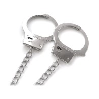 Nixie Metal Butt Plug and Handcuffs Set Silver