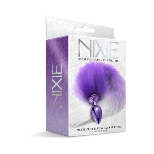 Nixie Metal Butt Plug with Ombre Tail Purple Fun