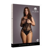 Le Desir Contrast Net Teddy for Plus Size Allure