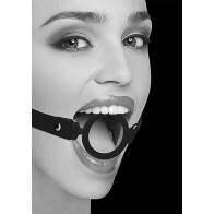 Gag de anillo de silicona blanco y negro ajustable para juego BDSM