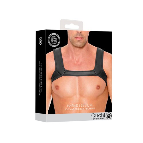 Ouch! Puppy Play Neoprene Harness - Black L/XL for Fun Role-Playing