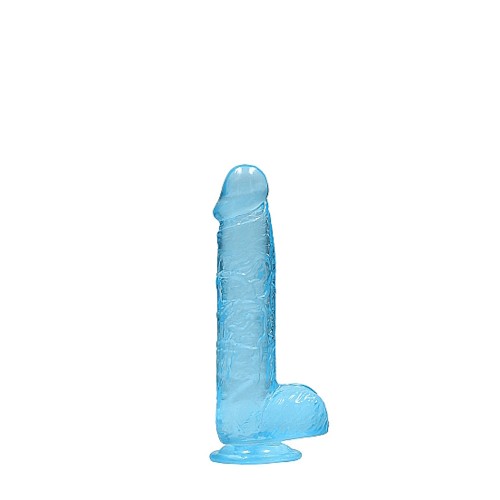 RealRock Crystal Clear Realistic 6 in. Dildo With Balls and Suction Cup Blue