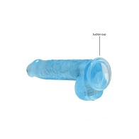 Dildo Realista Transparente de 6 in. con Bolas y Ventosa Azul