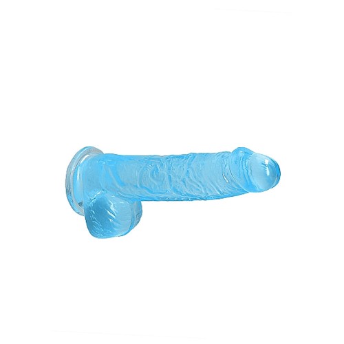 Dildo Realista Transparente de 6 in. con Bolas y Ventosa Azul