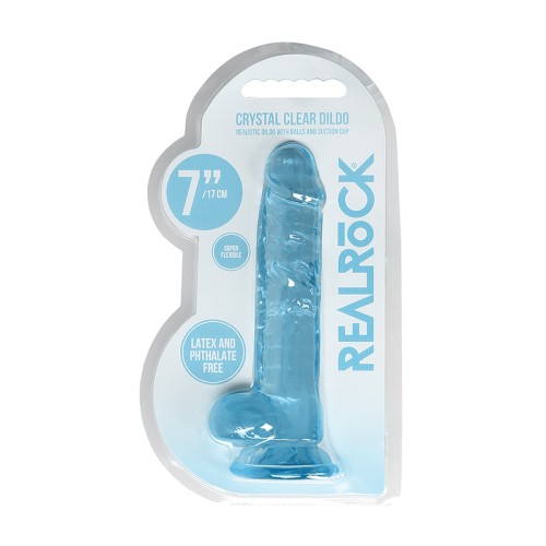 Dildo RealRock Transparente con Bolas Azul