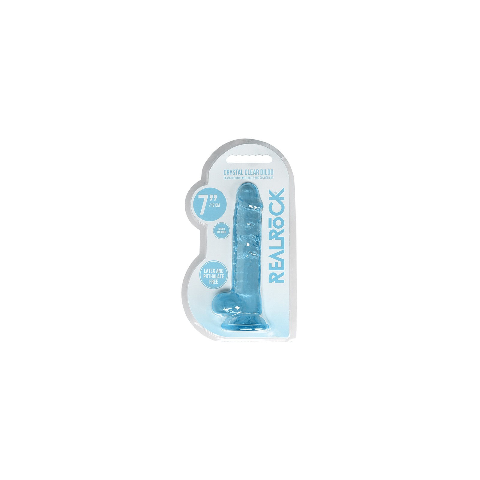 Dildo RealRock Transparente con Bolas Azul