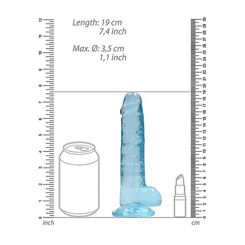 Dildo RealRock Transparente con Bolas Azul