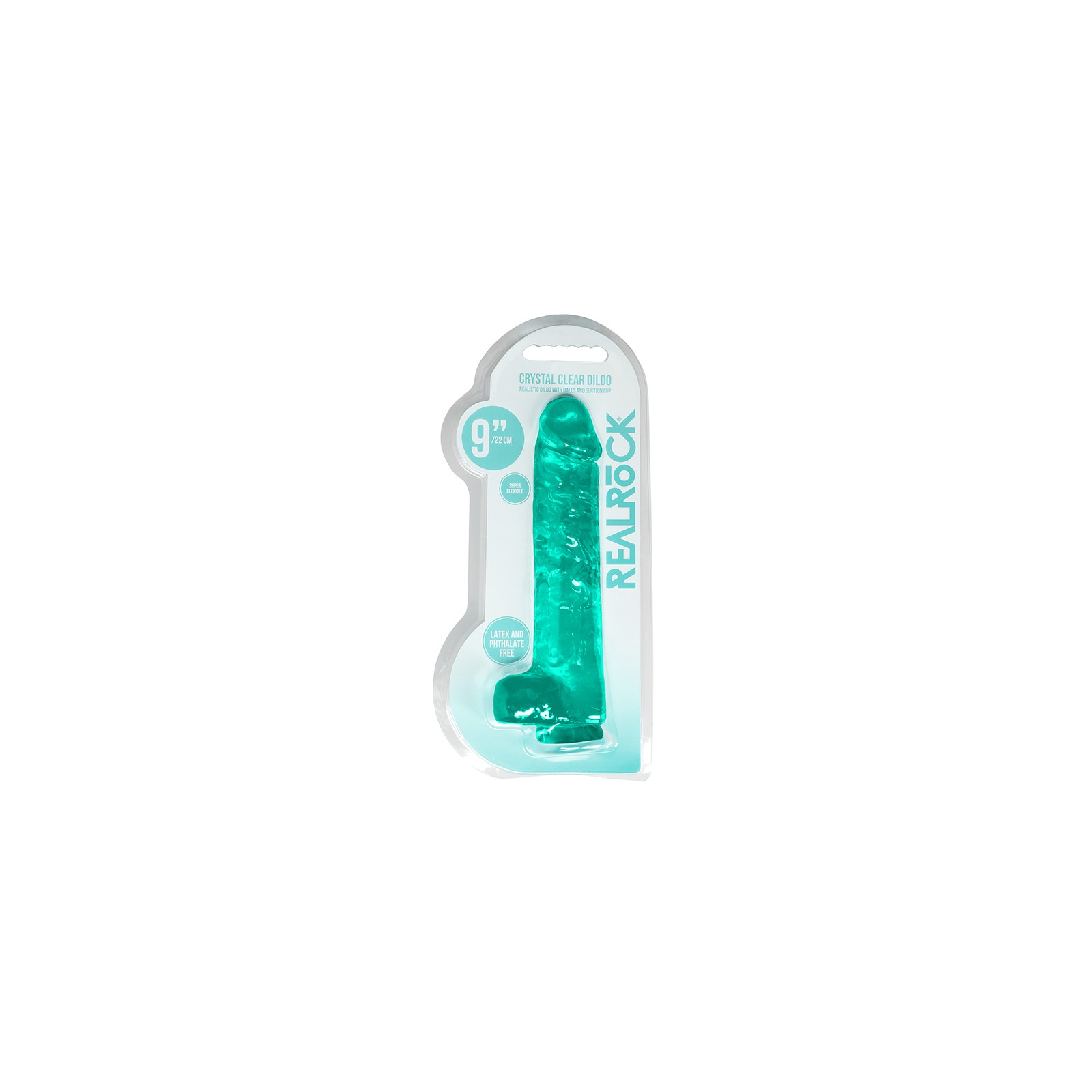 RealRock Crystal Clear Dildo with Balls - Turquoise