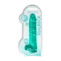 RealRock Crystal Clear Dildo with Balls - Turquoise