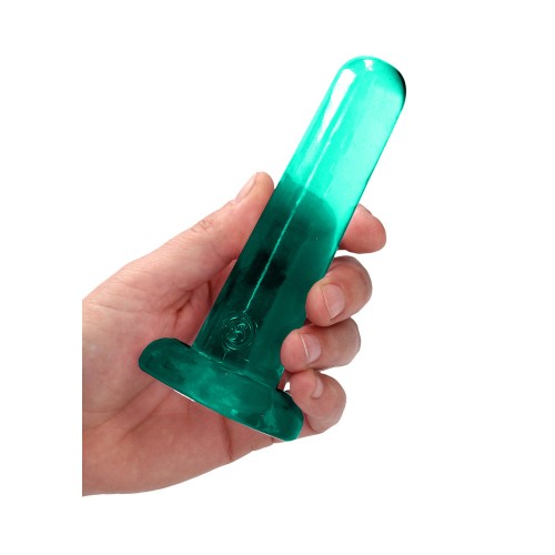 Dildo RealRock Cristal Claro de 5 Pulgadas con Ventosa en Turquesa