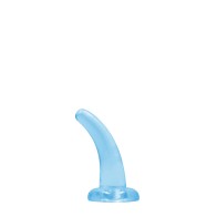 Dildo Curvado 5 in. Transparente No Realista con Ventosa RealRock Azul