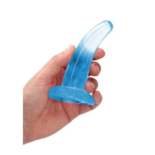 Dildo Curvado 5 in. Transparente No Realista con Ventosa RealRock Azul