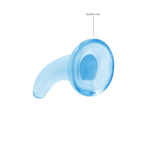 Dildo Curvado 5 in. Transparente No Realista con Ventosa RealRock Azul