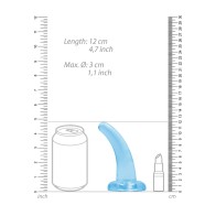 Dildo Curvado 5 in. Transparente No Realista con Ventosa RealRock Azul