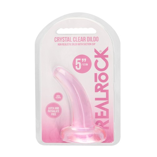 Dildo RealRock Cristal Claro de 5 in. Rosa - Diseño Curvado