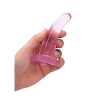 Dildo RealRock Cristal Claro de 5 in. Rosa - Diseño Curvado