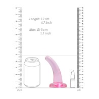 Dildo RealRock Cristal Claro de 5 in. Rosa - Diseño Curvado