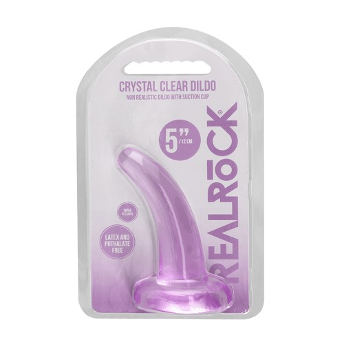 Dildo Curvado de 5 in. RealRock Crystal Clear Púrpura