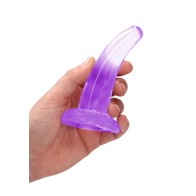 Dildo Curvado de 5 in. RealRock Crystal Clear Púrpura