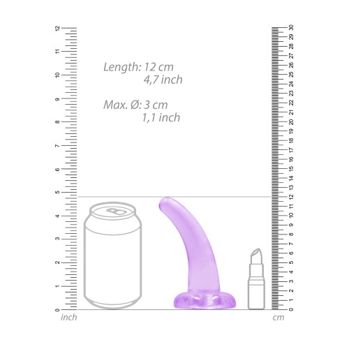 Dildo Curvado de 5 in. RealRock Crystal Clear Púrpura