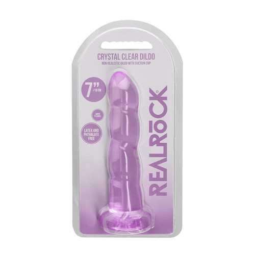 Dildo Torcido No Realista Transparente RealRock con Ventosa Morado