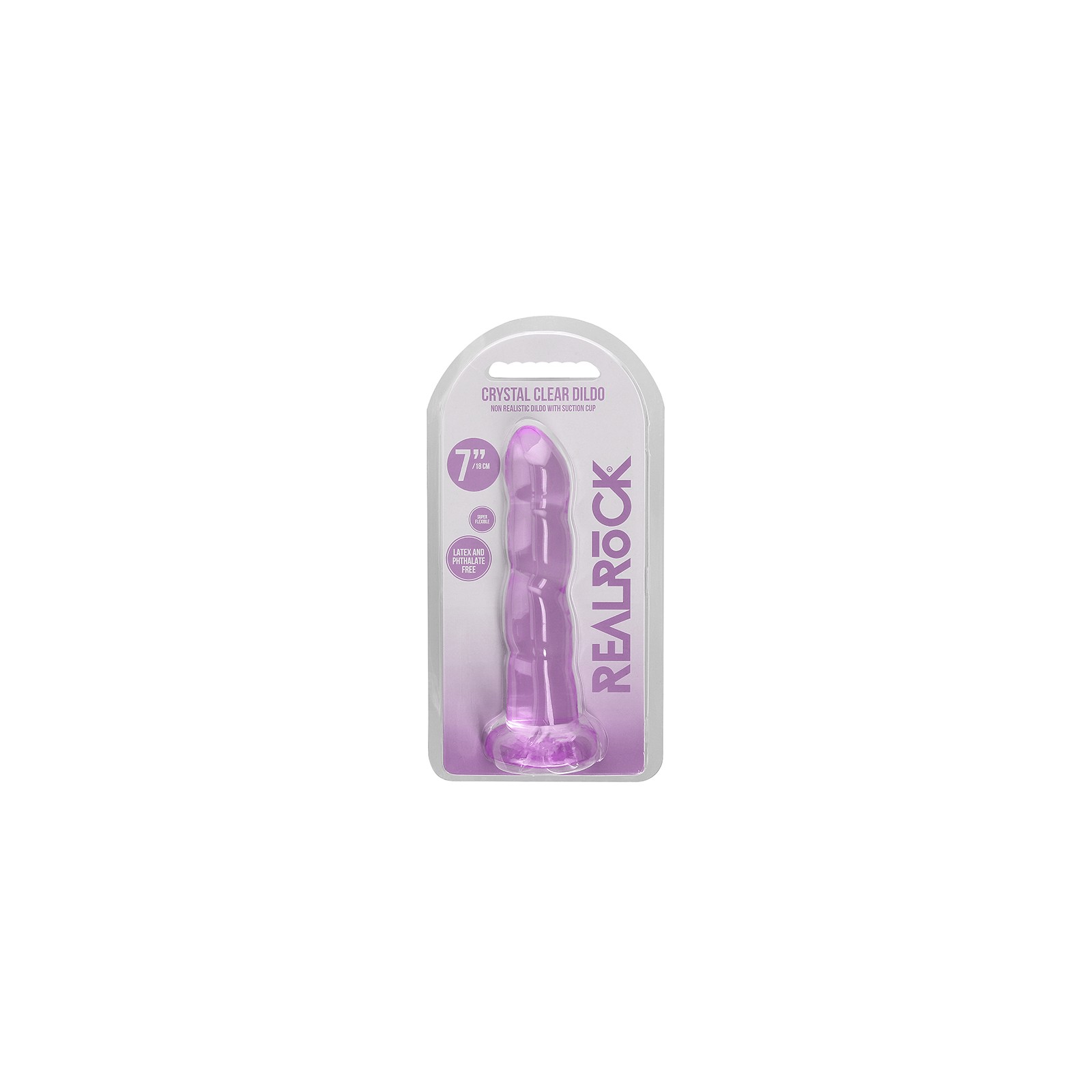 Dildo Torcido No Realista Transparente RealRock con Ventosa Morado