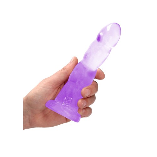 Dildo Torcido No Realista Transparente RealRock con Ventosa Morado